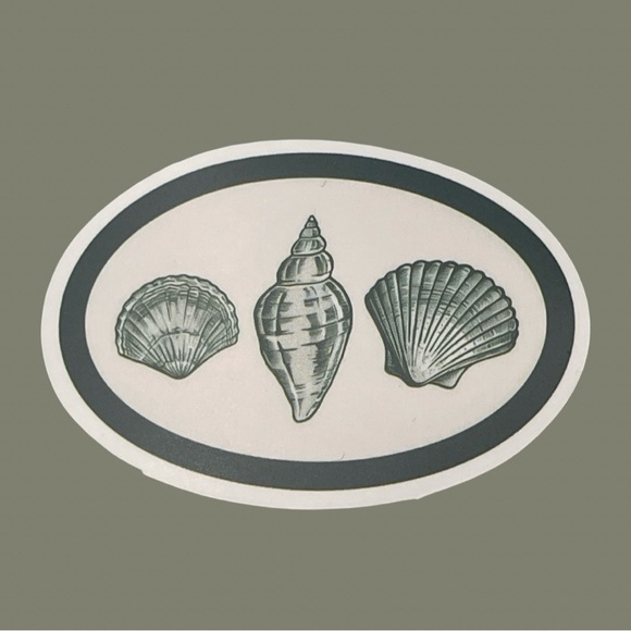 Other - Oval Seashell Sticker in Olive and Cream